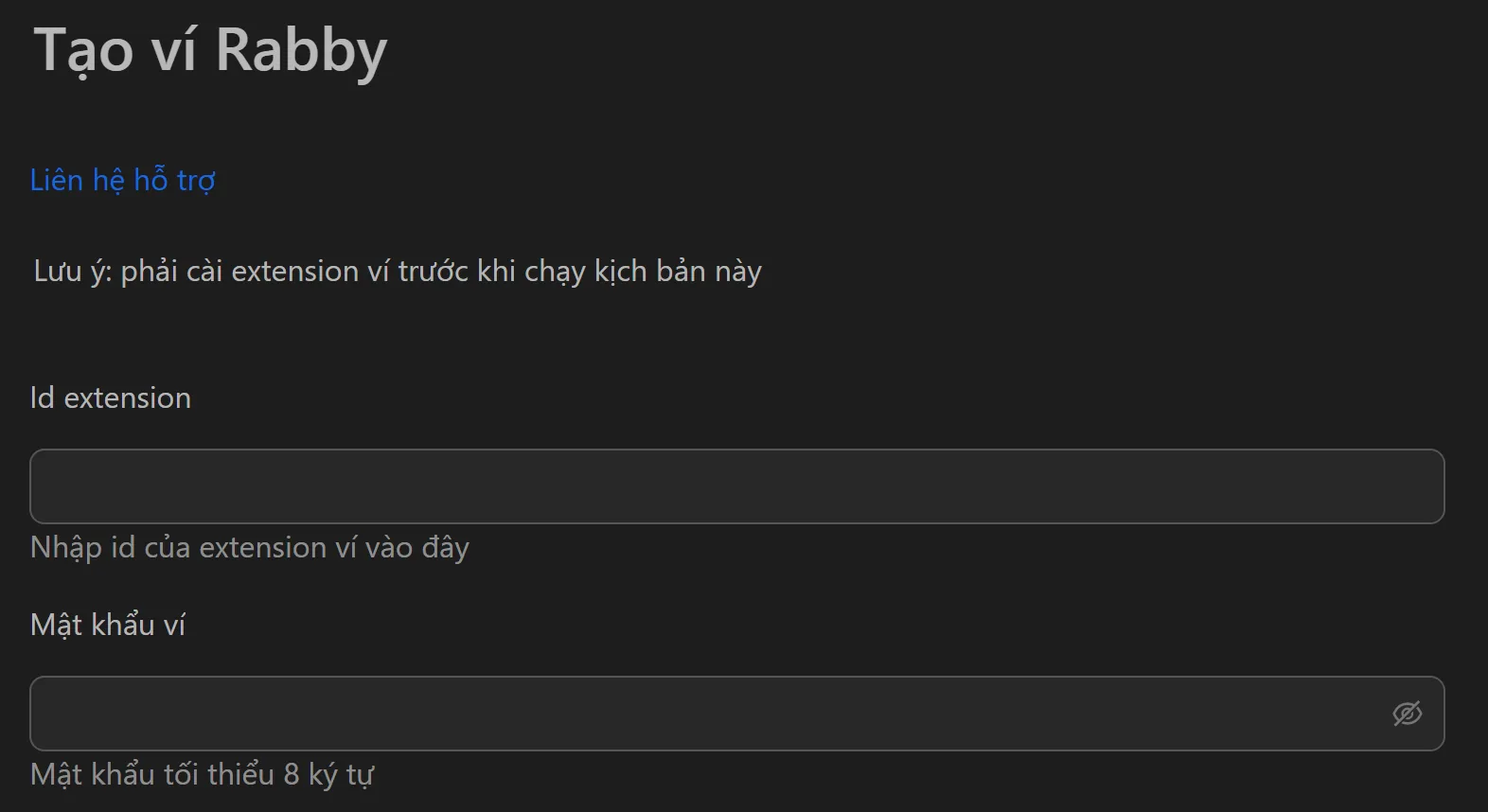 Giao diện tool tạo ví Rabby hàng loạt trên Omnilogin