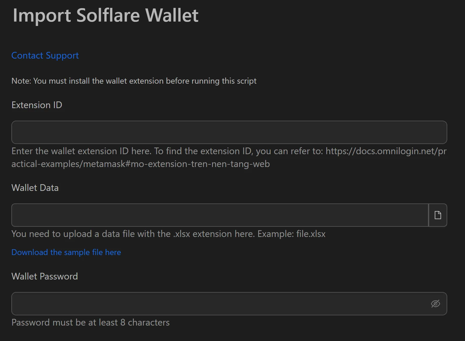 bulk_import_solflare_wallets_in_omnilogin